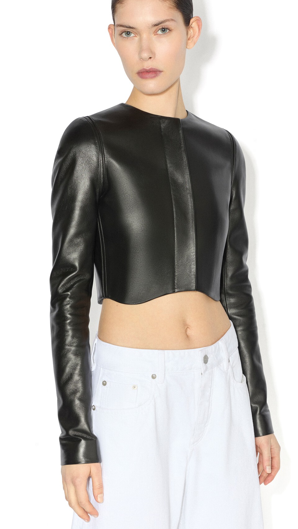 ALA&Iuml;A SOFT LAMBSKIN TAILORED JACKET BLACK - View 4