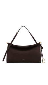 DARK BROWN - ALA&Iuml;A LE CLICK EAST WEST LARGE BAG IN NUBUCK