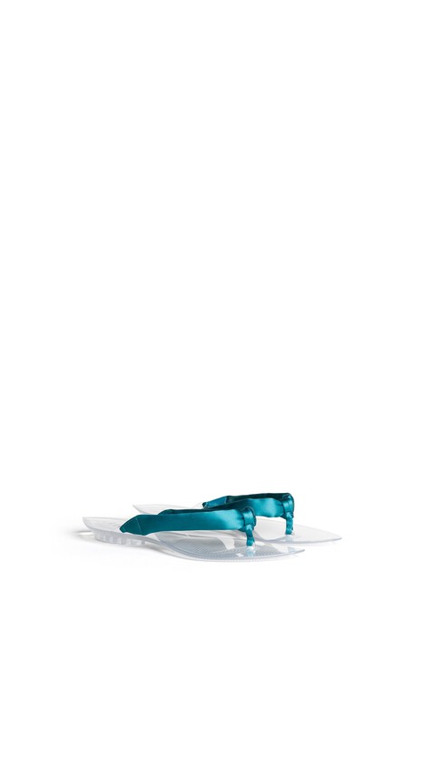 INVISIBLE THONG MULES IN SATIN