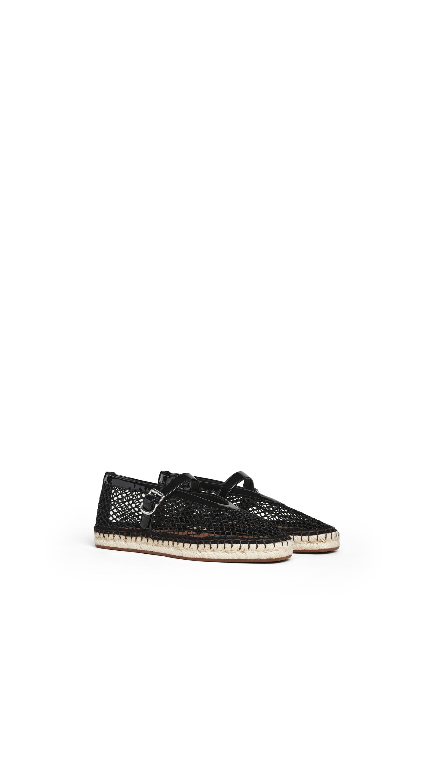 ALA&Iuml;A ESPADRILLES IN FISHNET AND PATENT LEATHER BLACK - View 2
