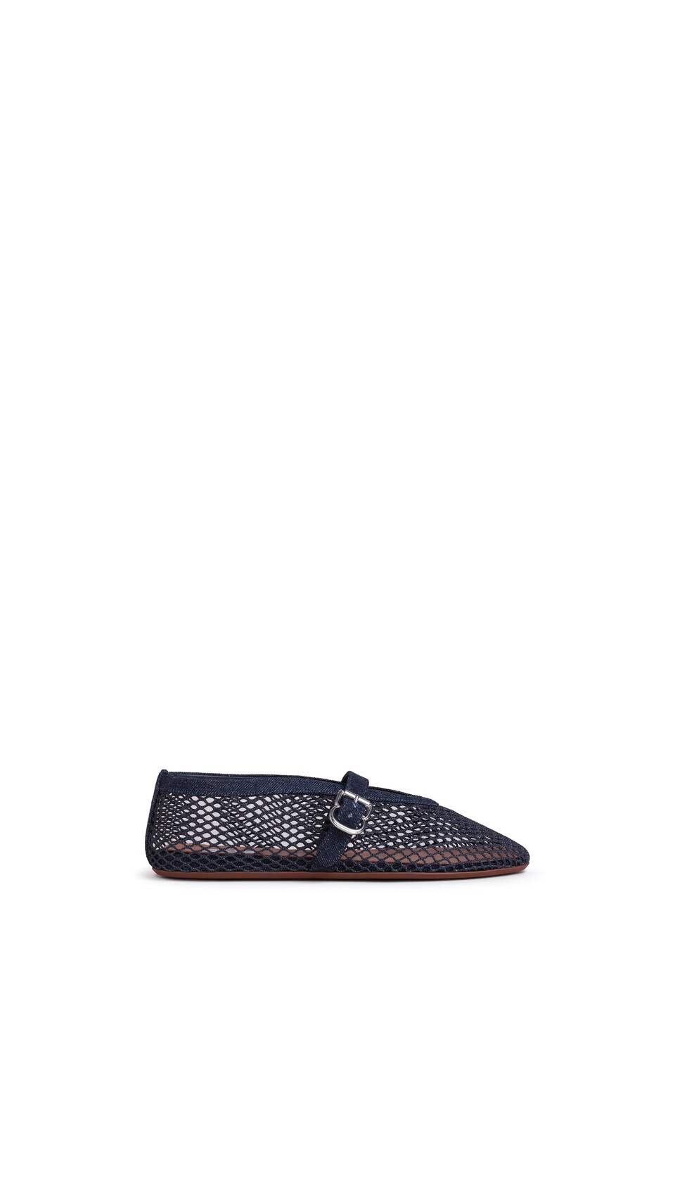 ALA&Iuml;A BALLET FLATS IN DENIM FISHNET Blue Denim