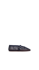 Blue Denim - ALA&Iuml;A BALLET FLATS IN DENIM FISHNET