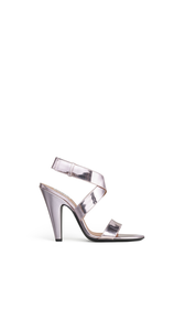 BLUSH/SILVER - ALA&Iuml;A CONE SANDALS IN MIRROR FABRIC