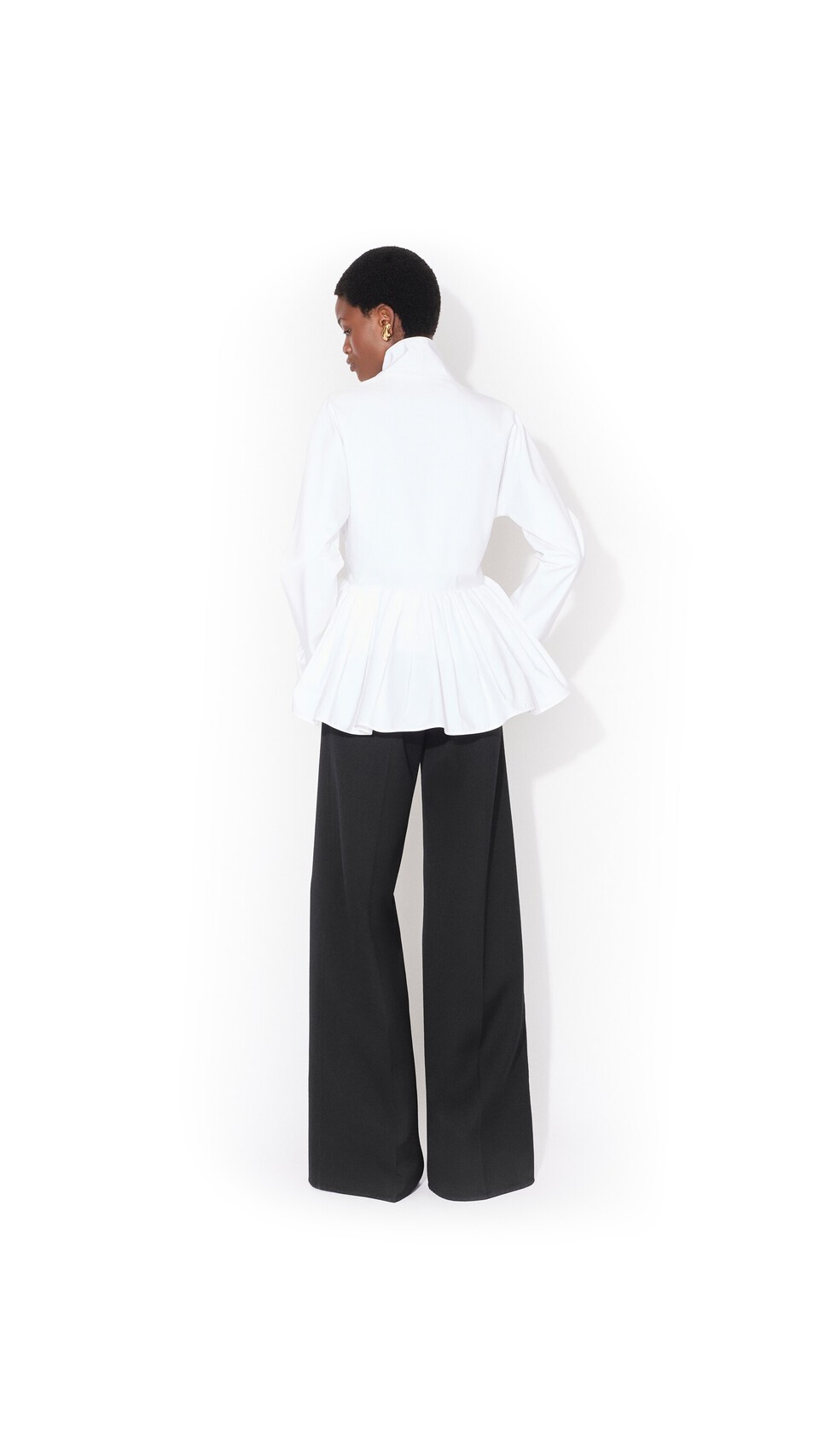 ALA&Iuml;A COTTON POPLIN PEPLUM JACKET WHITE - View 3