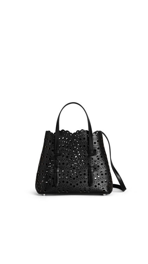 ALA&Iuml;A MINA 20 BAG IN PERFORATED VIENNE CALFSKIN BLACK