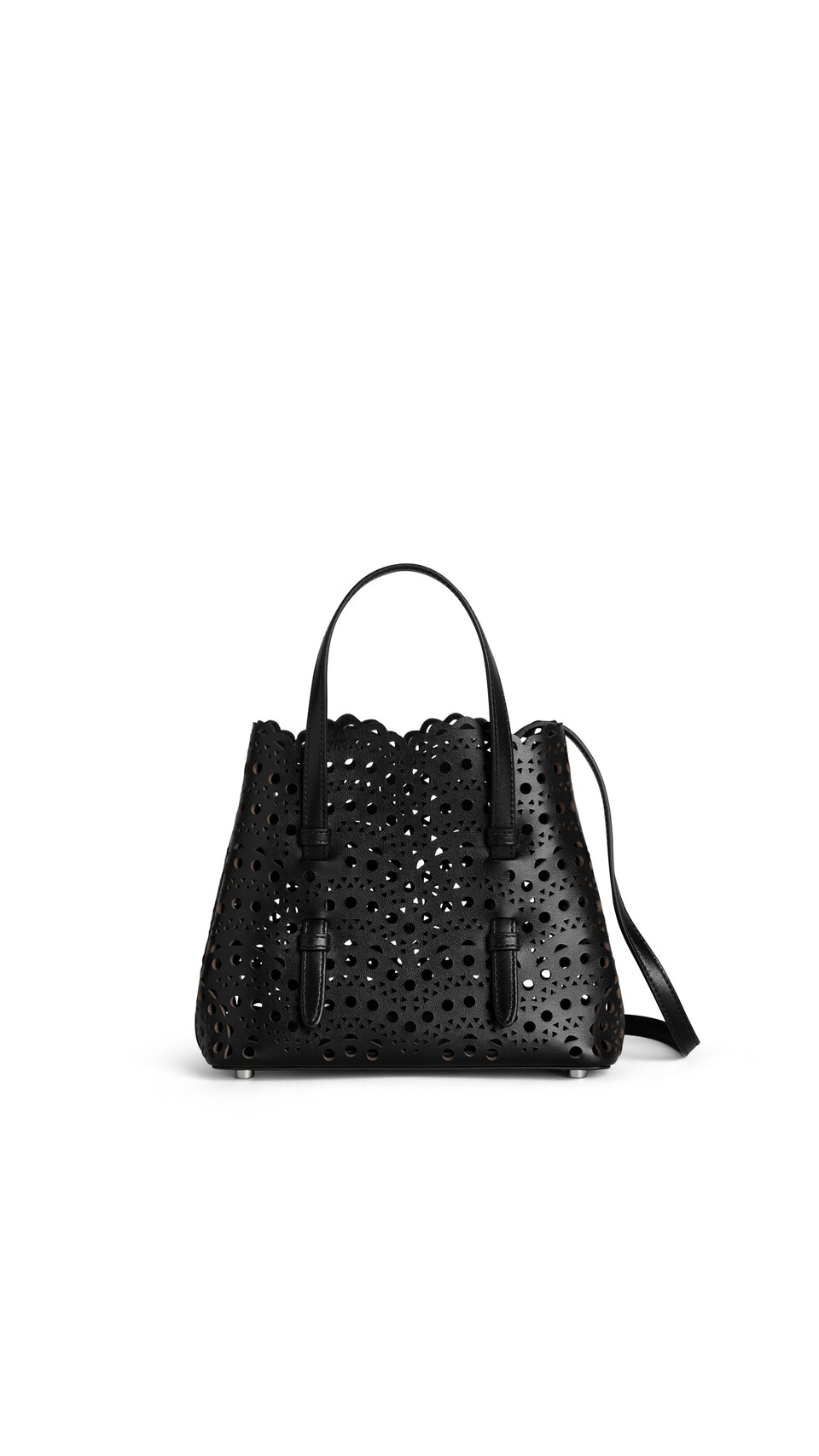 ALA&Iuml;A MINA 20 BAG IN PERFORATED VIENNE CALFSKIN BLACK
