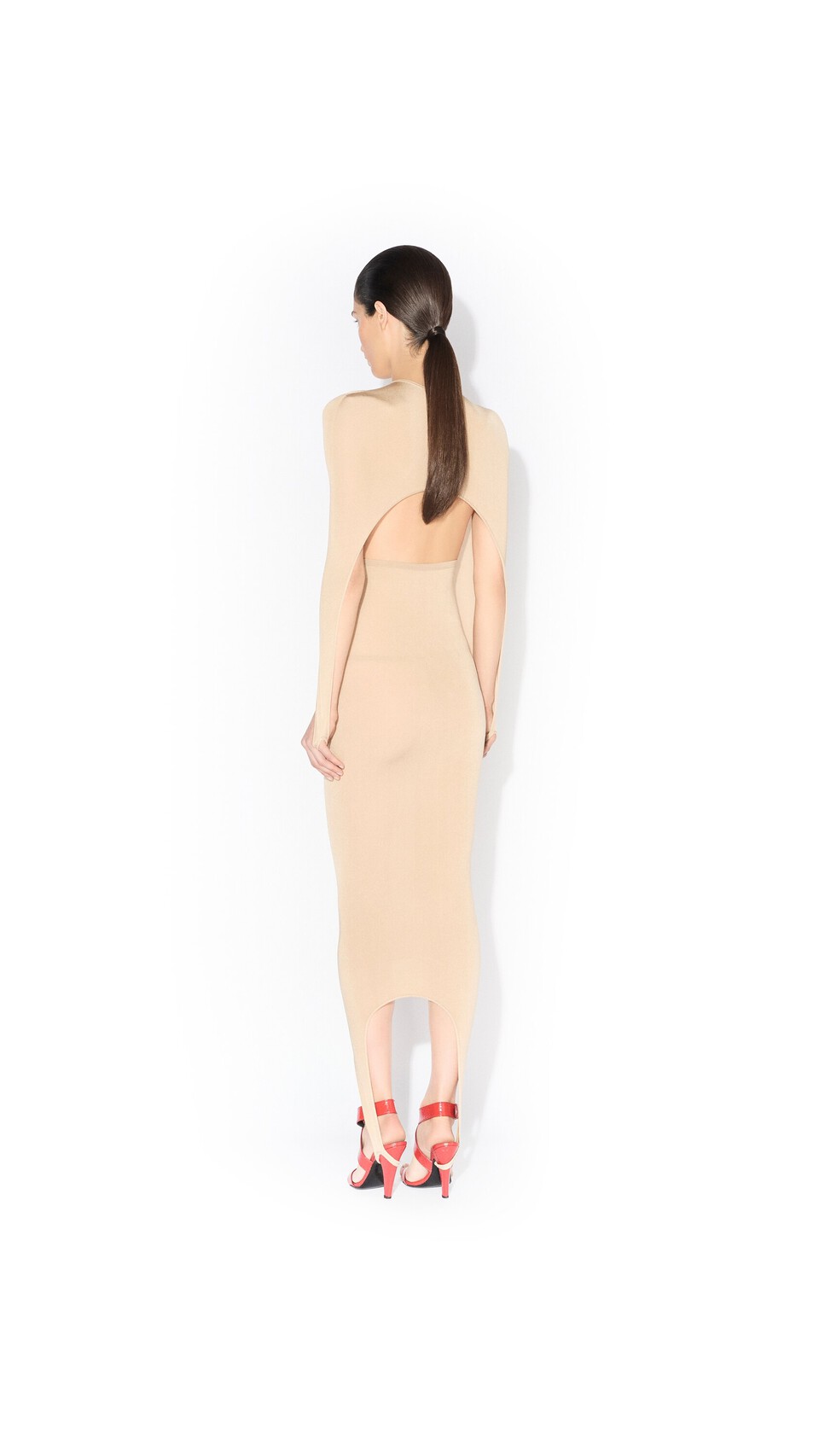 ALA&Iuml;A SECOND-SKIN TENSION DRESS BEIGE - View 3