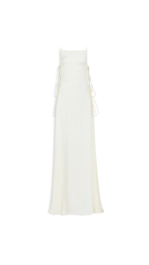 ALA&Iuml;A CADY TIED DRESS CREAMY WHITE