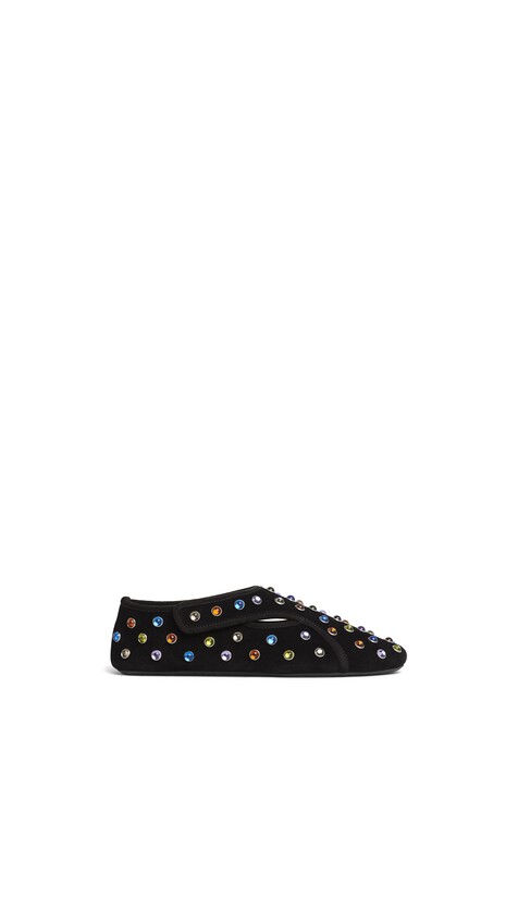 ALA&Iuml;A FLEX SLIPPERS IN SUEDE WITH BEADS BLACK/MULTICOLOR