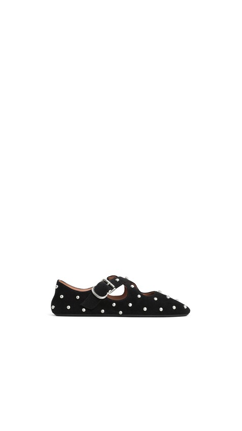 CRISS CROSS BALLET FLATS IN SUEDE WITH STUDS