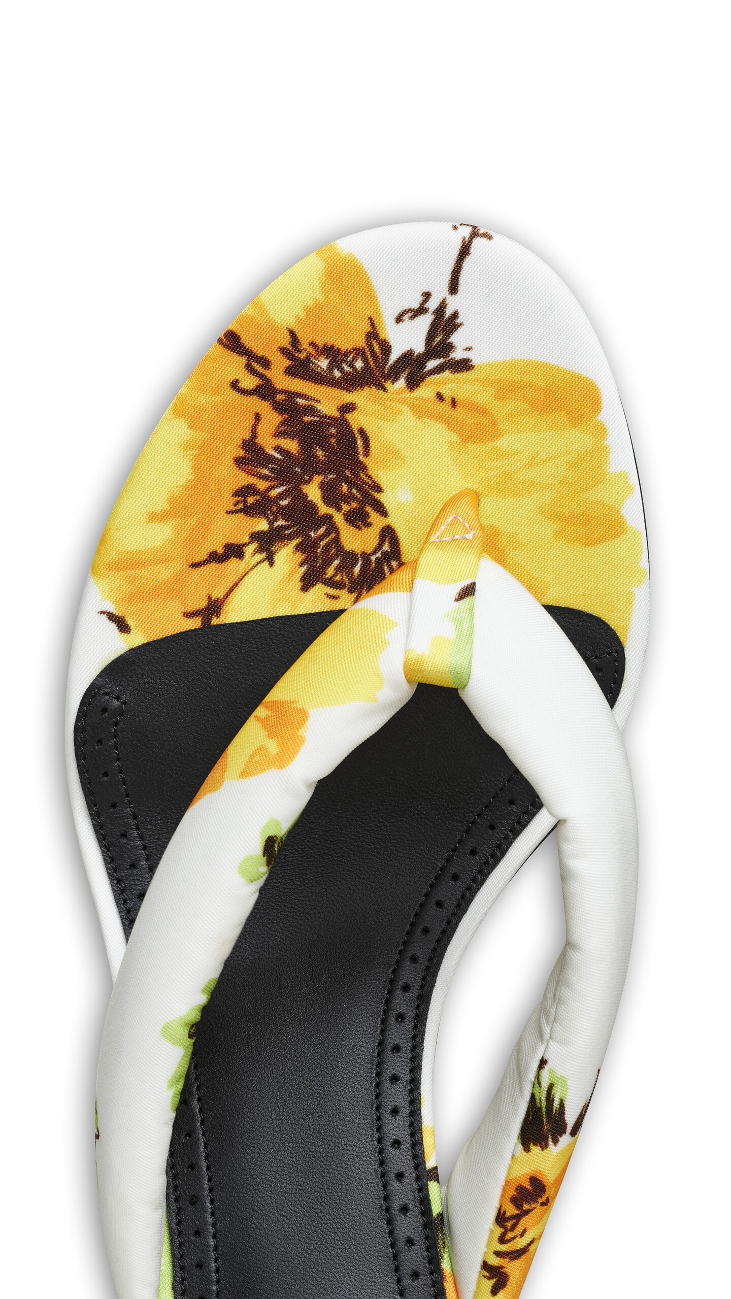 ALA&Iuml;A HEEL THONG MULES IN FLOWER PRINT WHITE/YELLOW - View 4