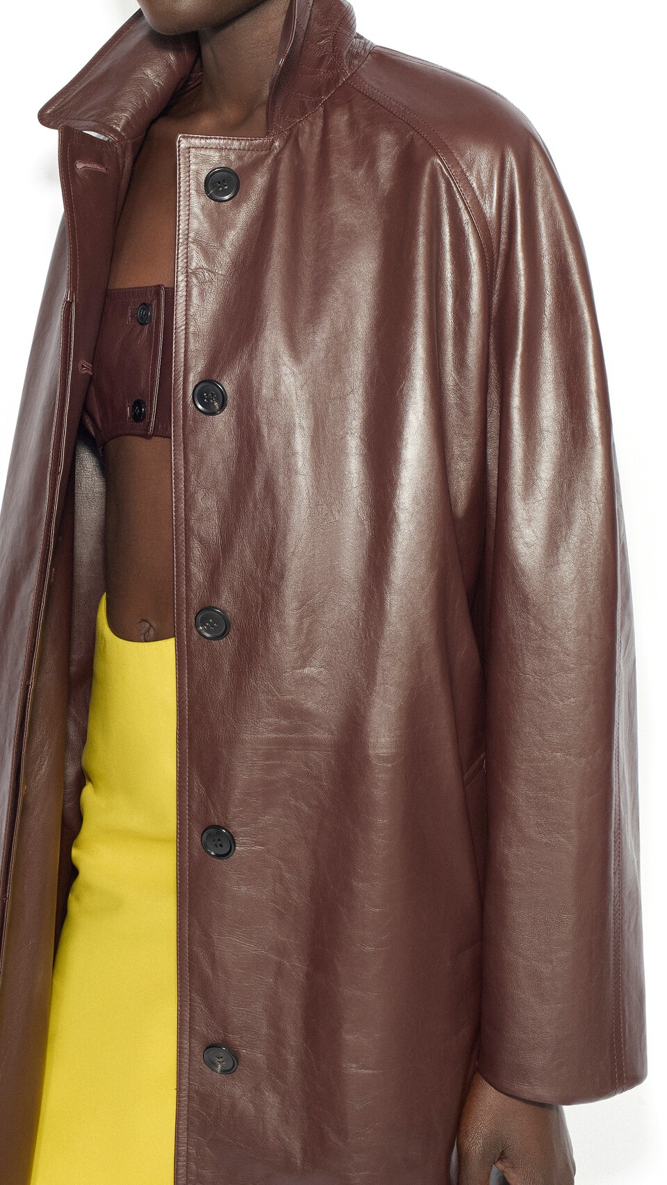 ALA&Iuml;A CALFSKIN TRENCH COAT SET CHOCOLATE - View 4