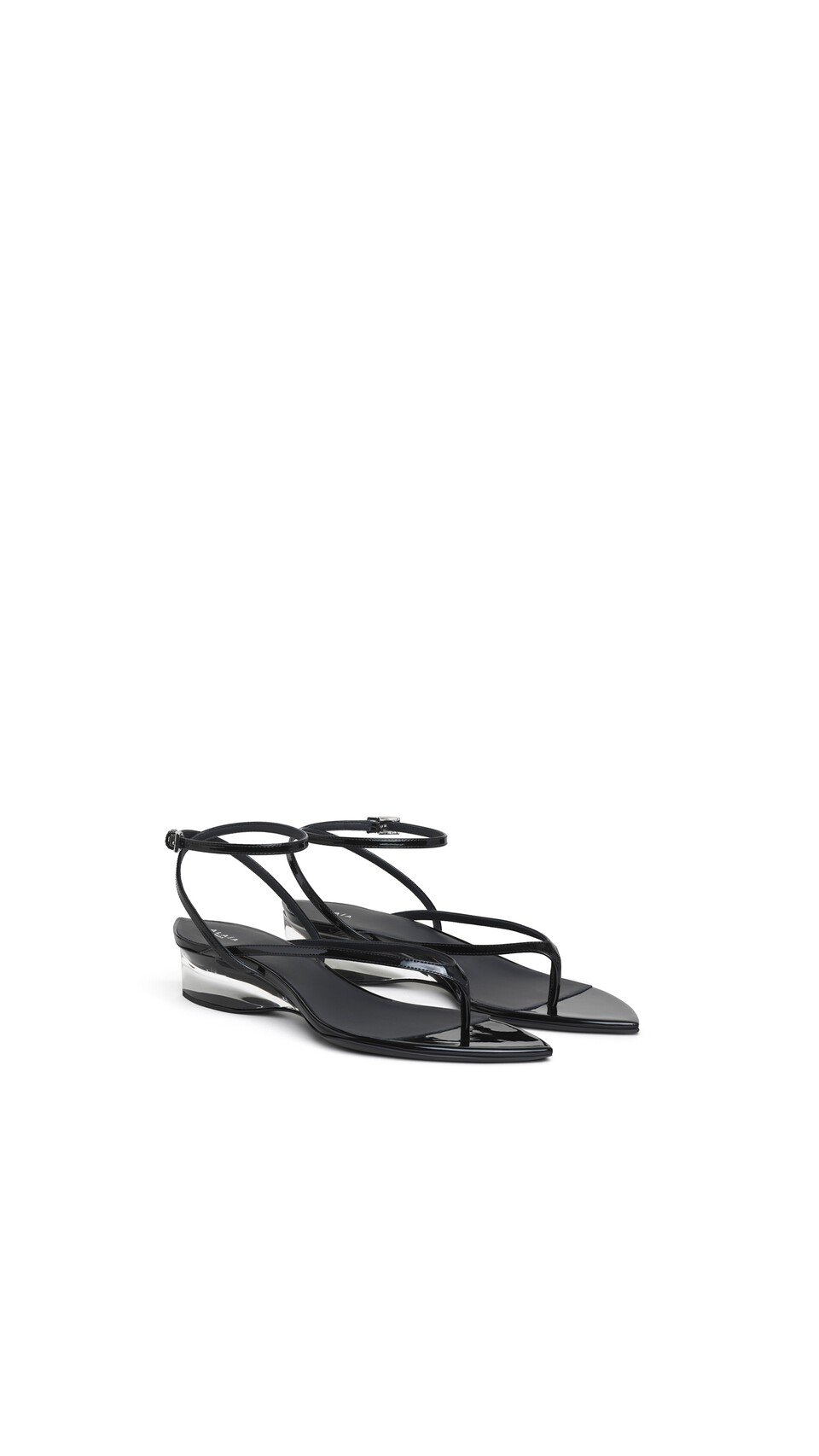ALA&Iuml;A INVISIBLE THONG IN PATENT CALFSKIN BLACK - View 2