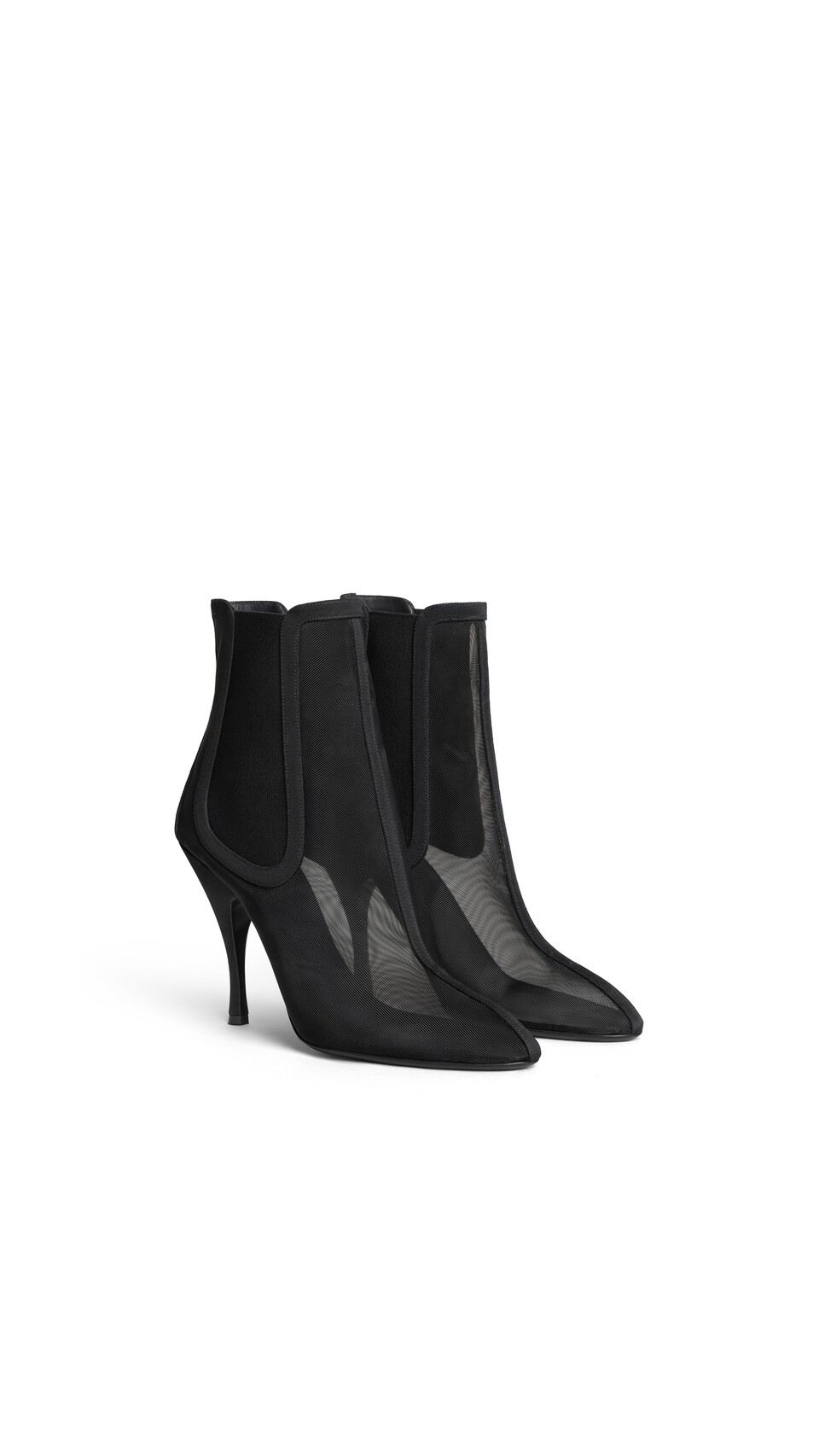 ALA&Iuml;A BOTTINES CHELSEA &Agrave; TALON EN TULLE NOIR - View 2
