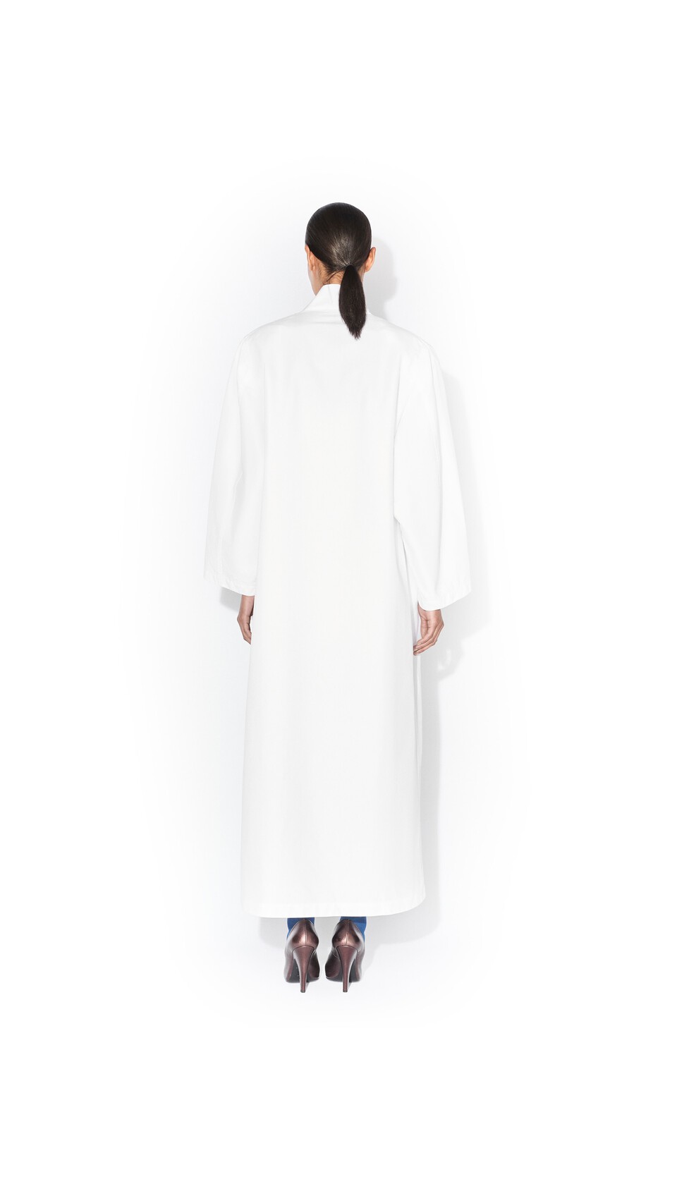 ALA&Iuml;A ASYMMETRIC POPLIN COAT WHITE - View 3
