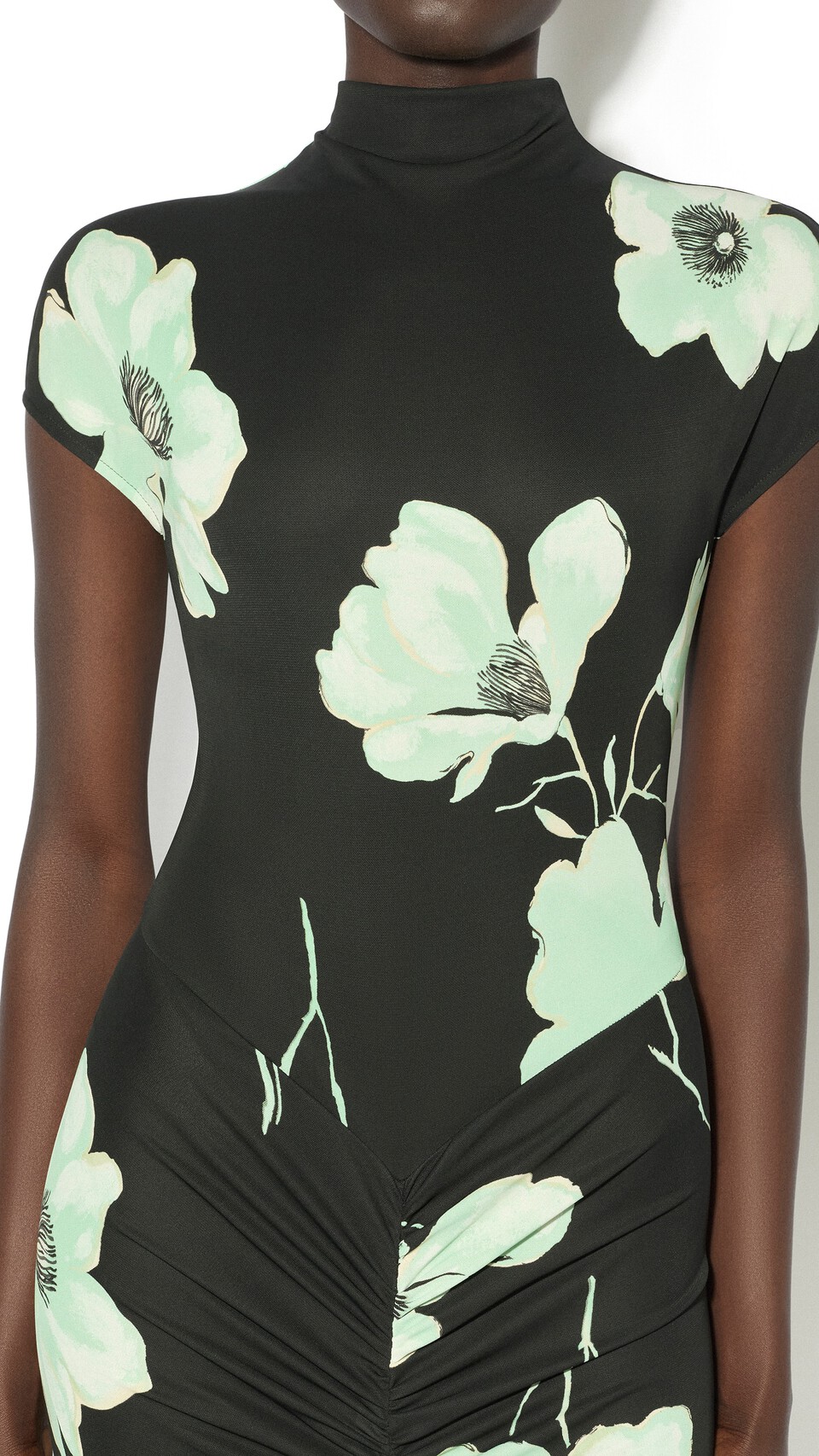 ALA&Iuml;A DRAPED PRINTED DRESS BLACK - View 4
