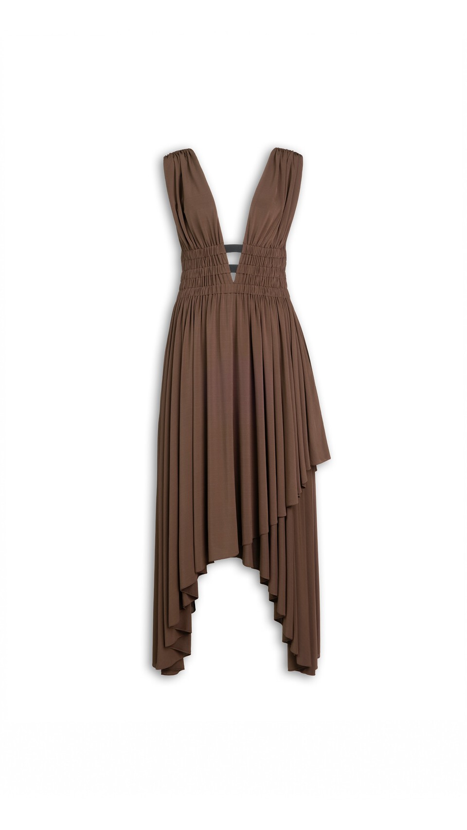 ALA&Iuml;A DEESSE V-NECK DRESS CHOCOLATE