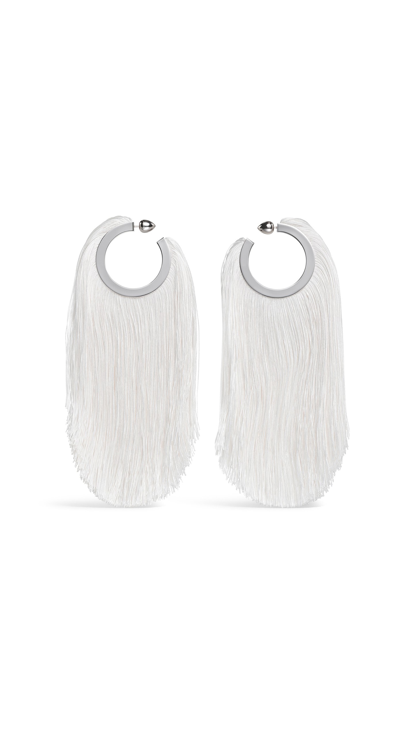 ALA&Iuml;A FRINGED HOOP EARRINGS CREAMY WHITE