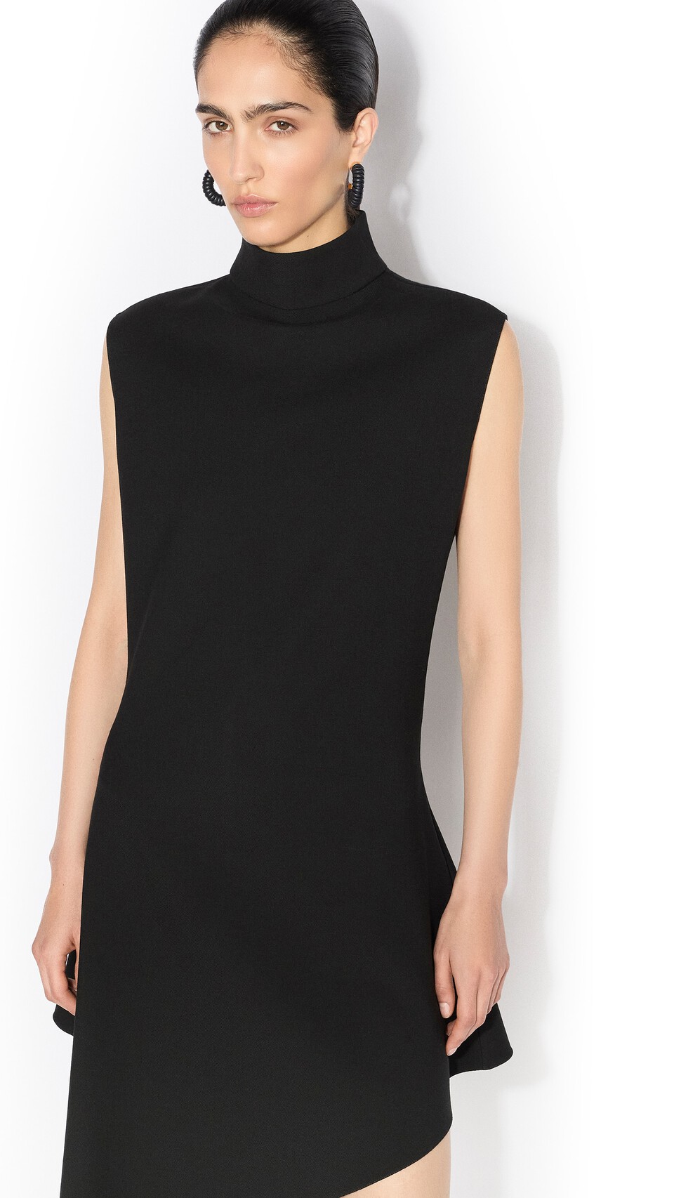 ALA&Iuml;A WOOL GABARDINE POINTED DRESS BLACK - View 4