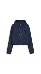 NAVY - ALA&Iuml;A SILK RADZIMIR HOODED WINDJACKET