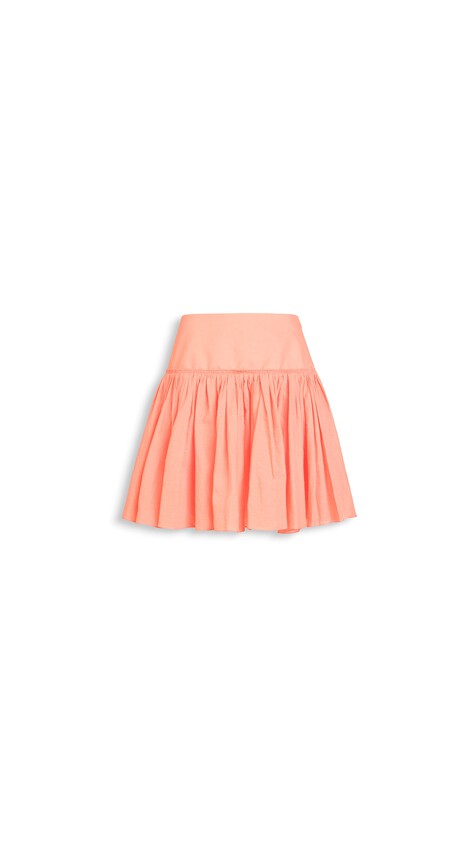 ALA&Iuml;A COTTON LINEN BLEND BASQUE SKIRT CORAL
