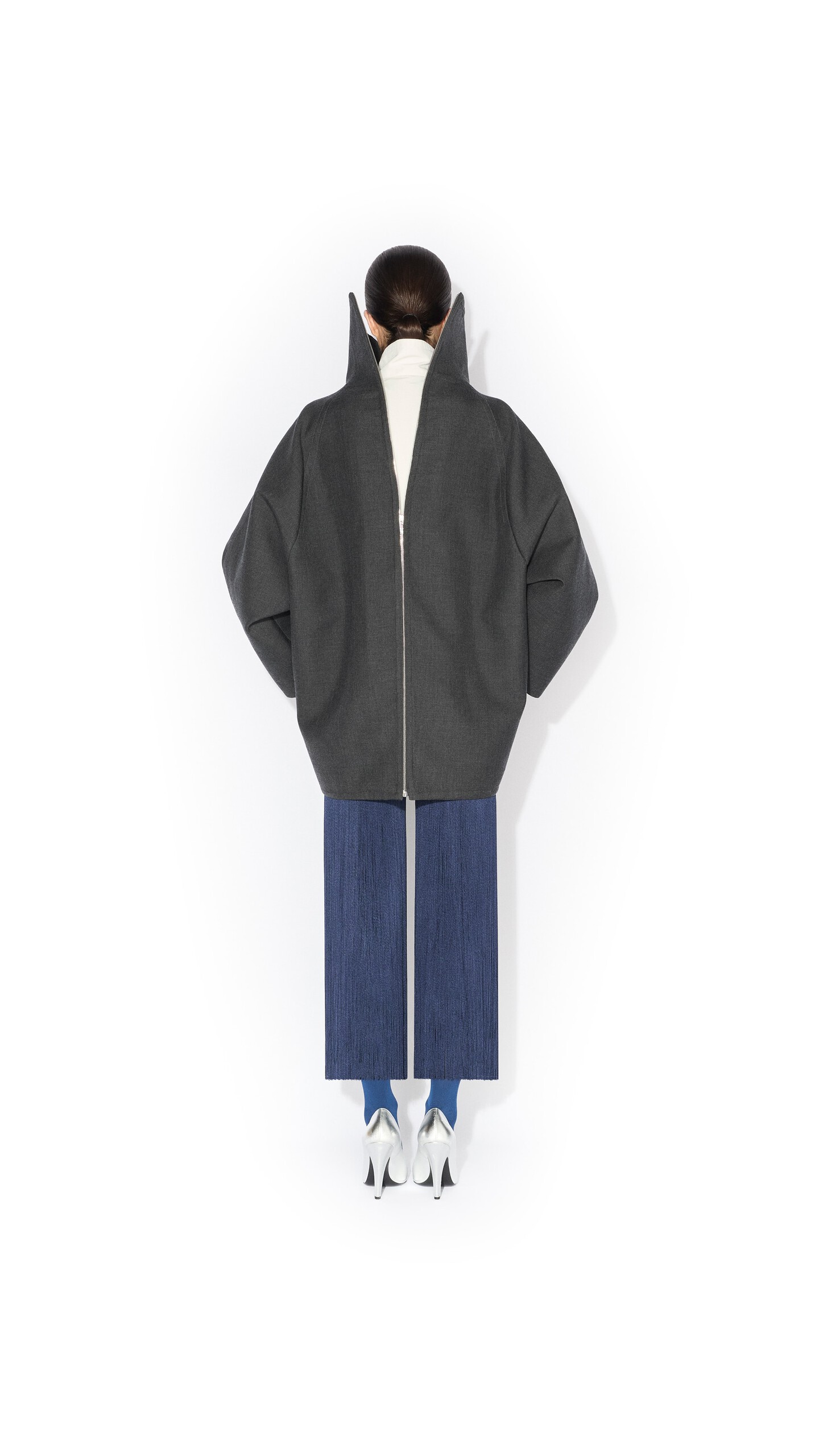 ALA&Iuml;A LAYERED WOOL COAT ANTHRACITE - View 3