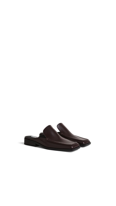 SQUARE LOAFER MULES IN CALFSKIN
