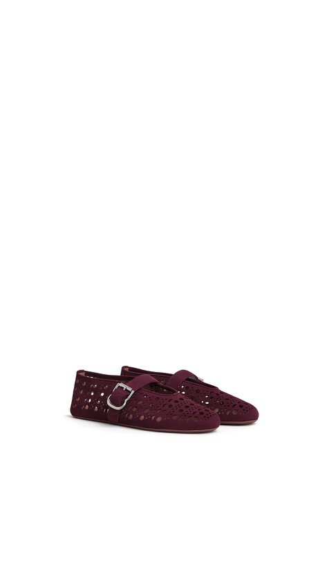 ALA&Iuml;A BALLET FLATS VIENNE IN SUEDE GARNET RED - View 2