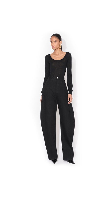 ALA&Iuml;A SECOND-SKIN CASHMERE BODYSUIT BLACK - View 2
