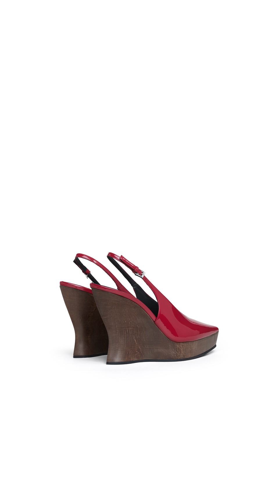 ALA&Iuml;A CLOGS WEDGE SLINGBACKS IN PATENT CALFSKIN CARMINE - View 3