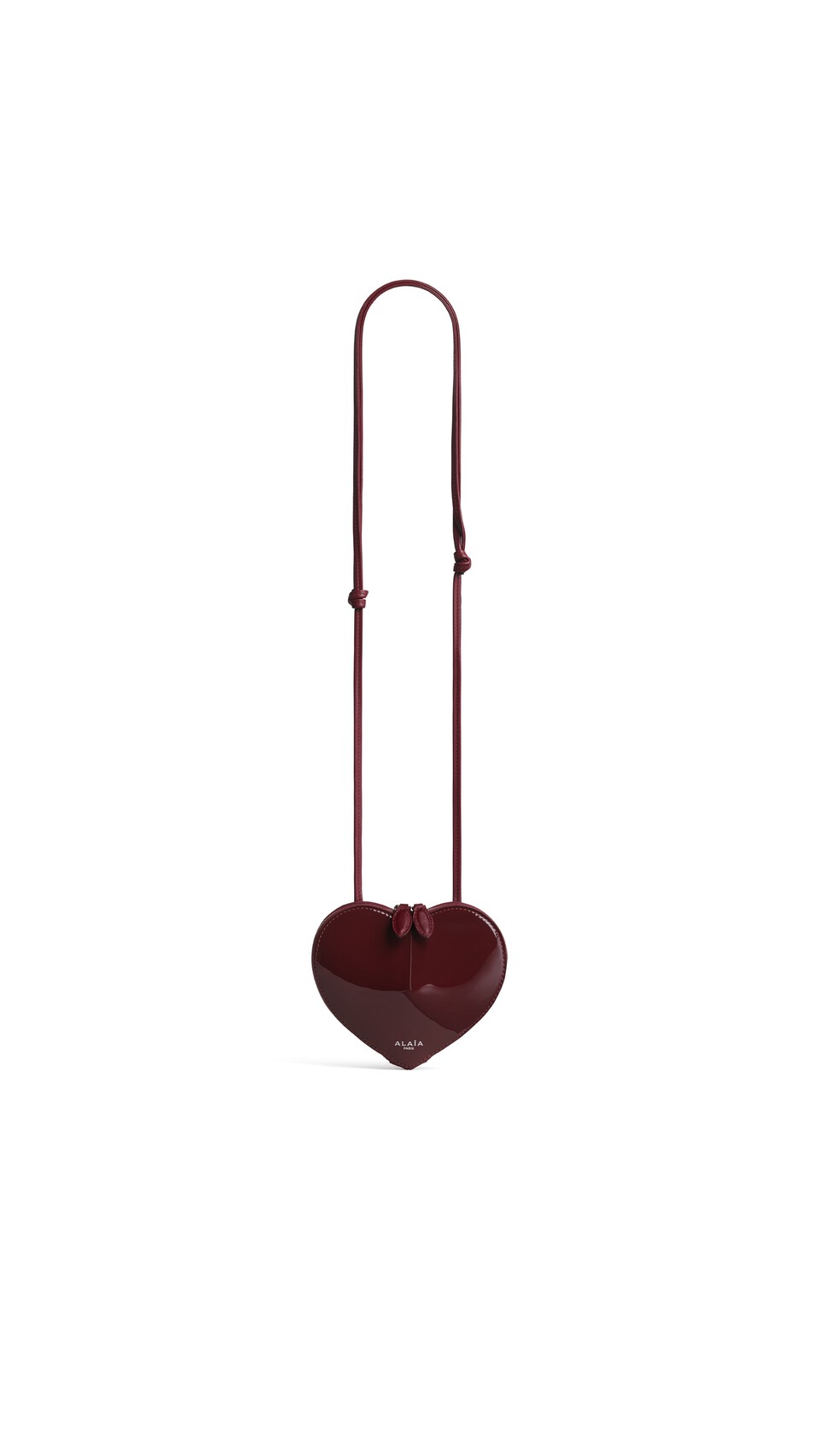 ALA&Iuml;A LE C&OElig;UR SMALL BAG IN PATENT LEATHER GARNET RED