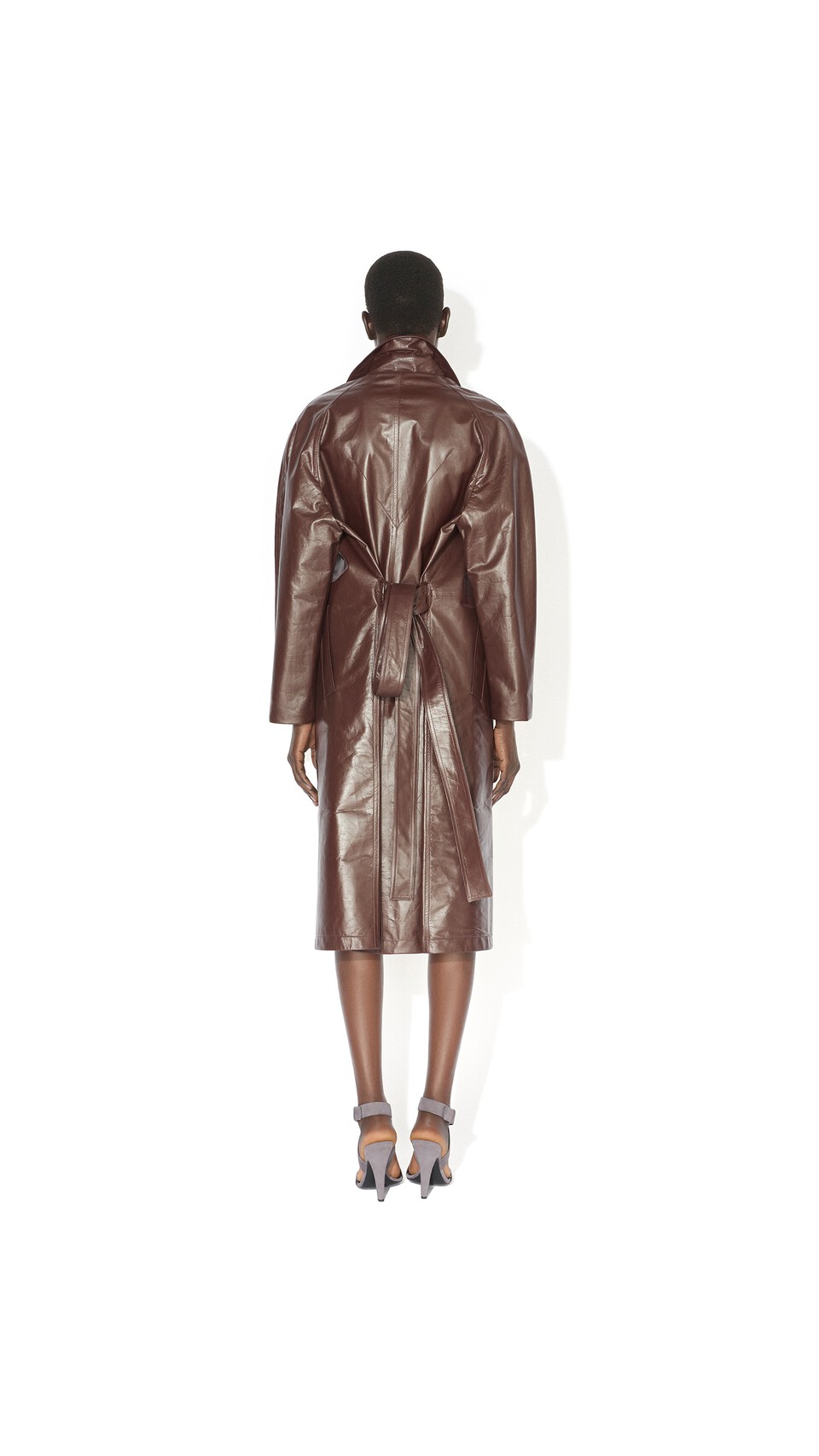 ALA&Iuml;A CALFSKIN TRENCH COAT SET CHOCOLATE - View 3