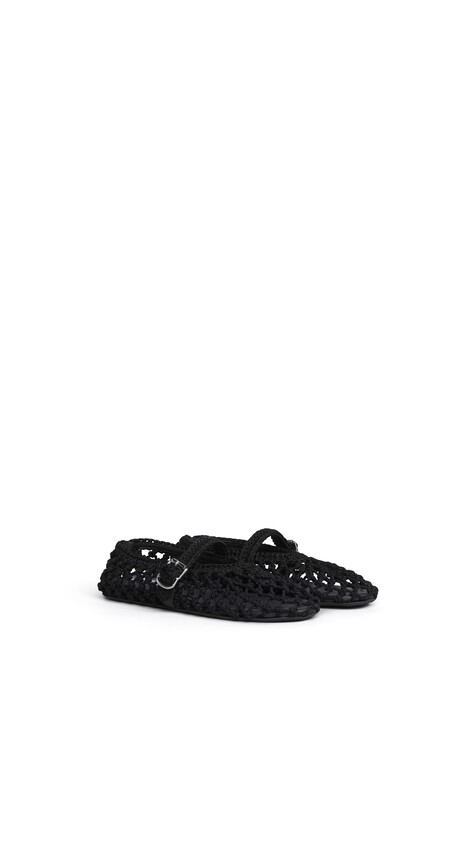 ALA&Iuml;A BALLET FLATS IN SATIN CORD BLACK - View 2