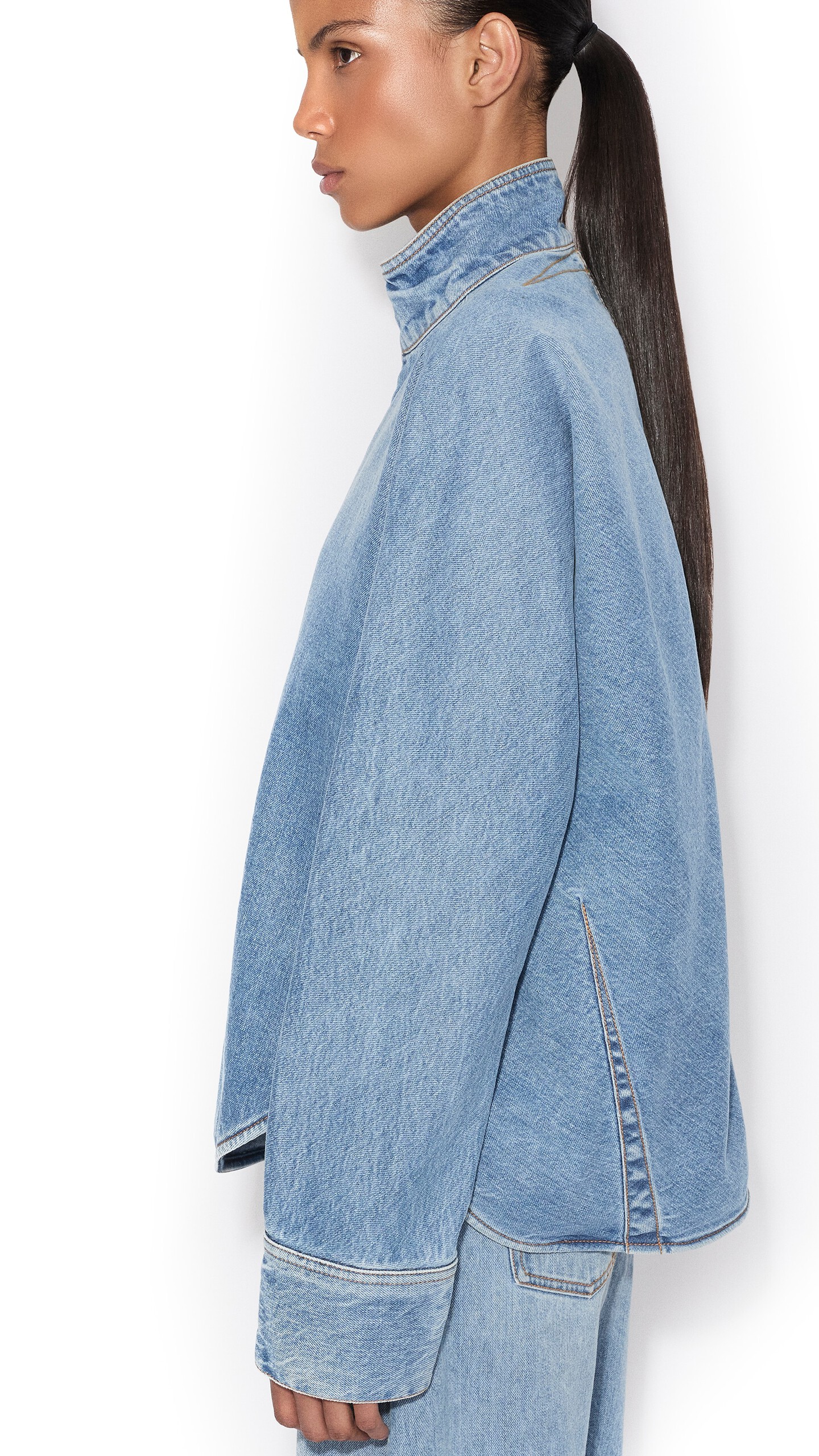 ALA&Iuml;A ZIP DENIM SHIRT CLOUDY BLUE - View 4