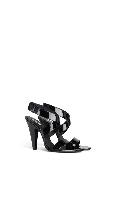 ALA&Iuml;A CONE SANDALS IN PATENT CALFSKIN BLACK - View 2