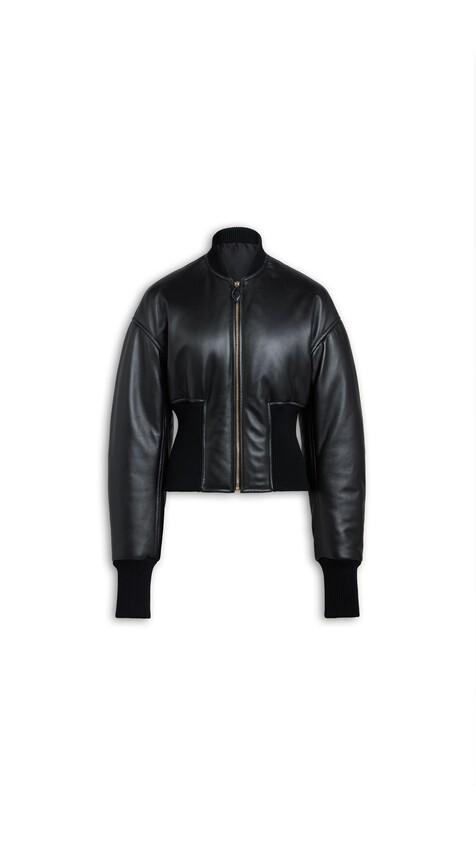 ALA&Iuml;A LEATHER CINCHED BOMBER BLACK