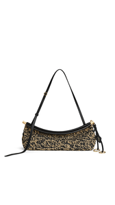 NATURAL/BLACK - ALA&Iuml;A LE CLICK EAST WEST MEDIUM BAG IN RAFFIA