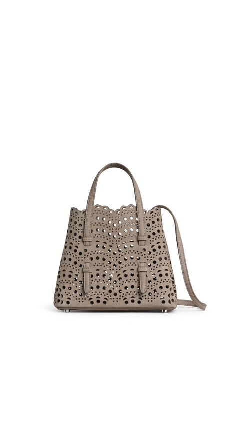 ALA&Iuml;A MINA 20 IN PERFORATED VIENNE NUBUCK  MIST