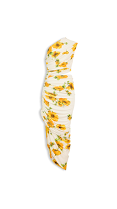WHITE/YELLOW - ALA&Iuml;A PRINTED CUTOUT DRESS