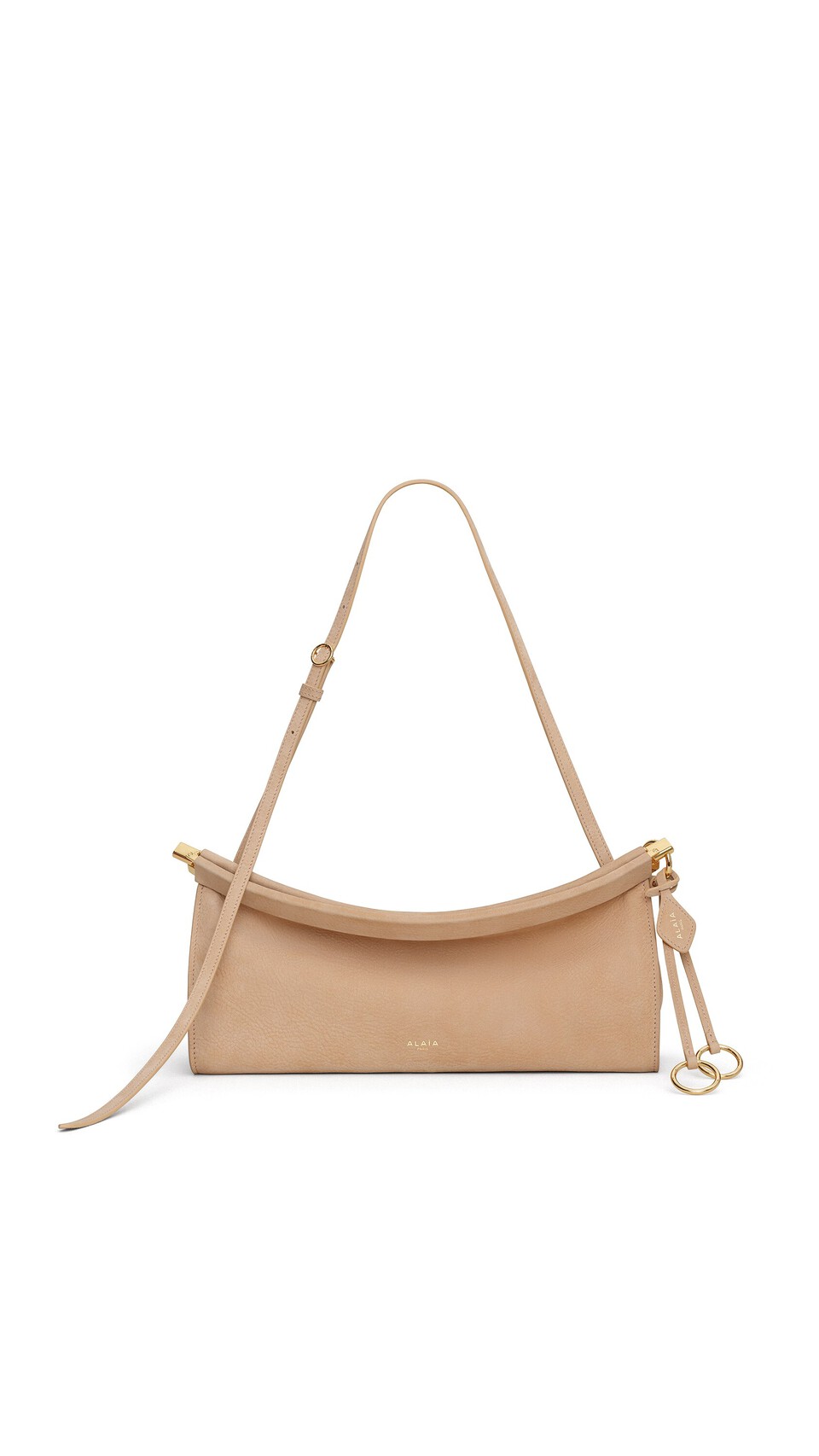 ALA&Iuml;A LE CLICK EAST WEST MEDIUM BAG IN NUBUCK DESERT