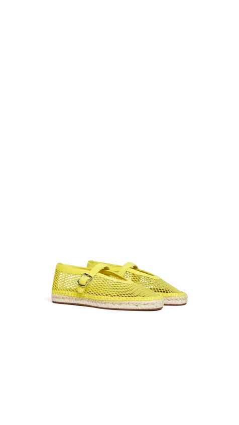ALA&Iuml;A ESPADRILLES IN FISHNET AND SUEDE LEMON YELLOW - View 2