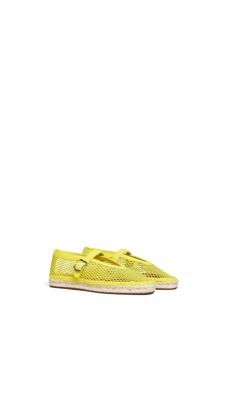 ALA&Iuml;A ESPADRILLES IN FISHNET AND SUEDE LEMON YELLOW - View 2