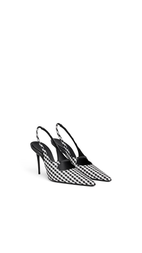 ALA&Iuml;A DROP SLINGBACKS IN VICHY PRINT BLACK/WHITE - View 2