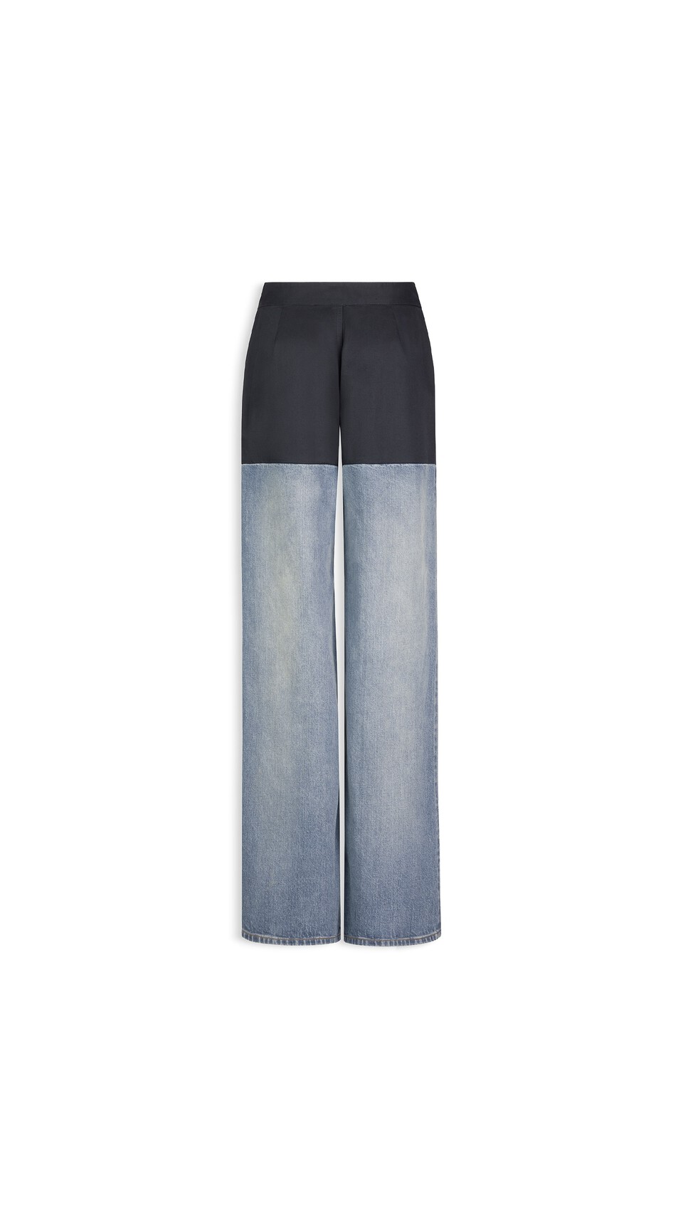 ALA&Iuml;A BI-MATERIAL DENIM PANTS FADED BLUE - View 2