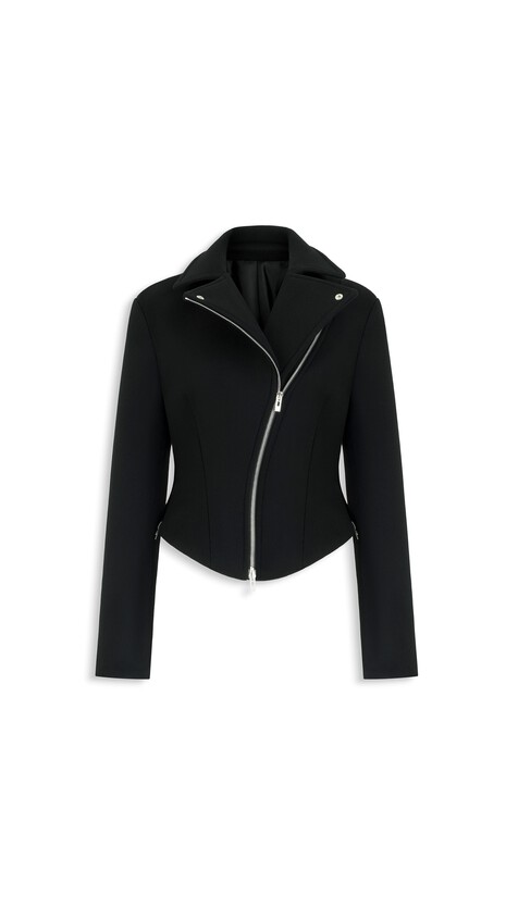 ALA&Iuml;A DOUBLE FACE WOOL BIKER JACKET BLACK