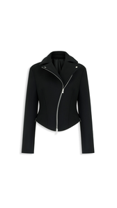 BLACK - ALA&Iuml;A DOUBLE FACE WOOL BIKER JACKET