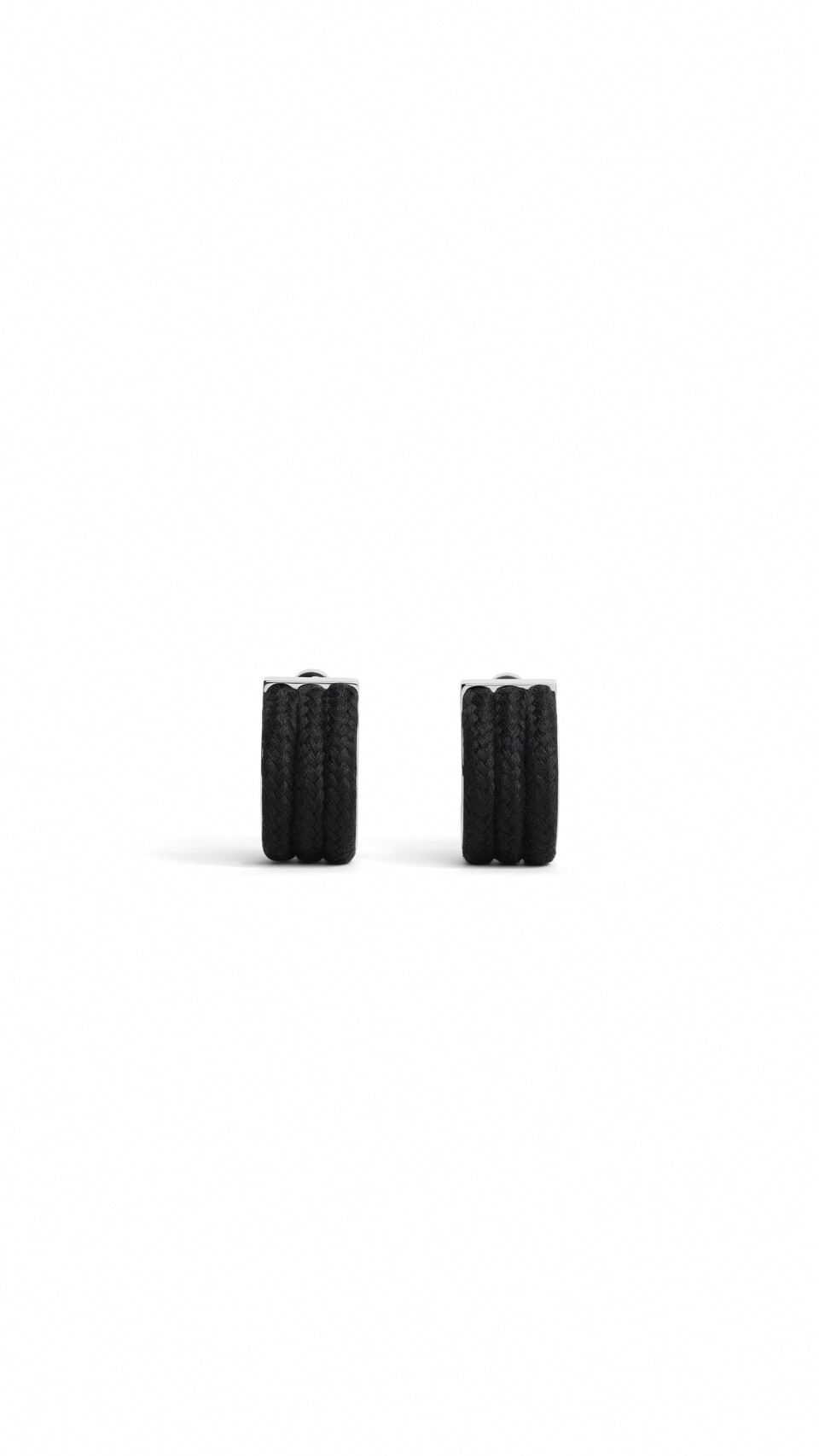 ALA&Iuml;A COTTON CORD WIDE HOOPS BLACK - View 4