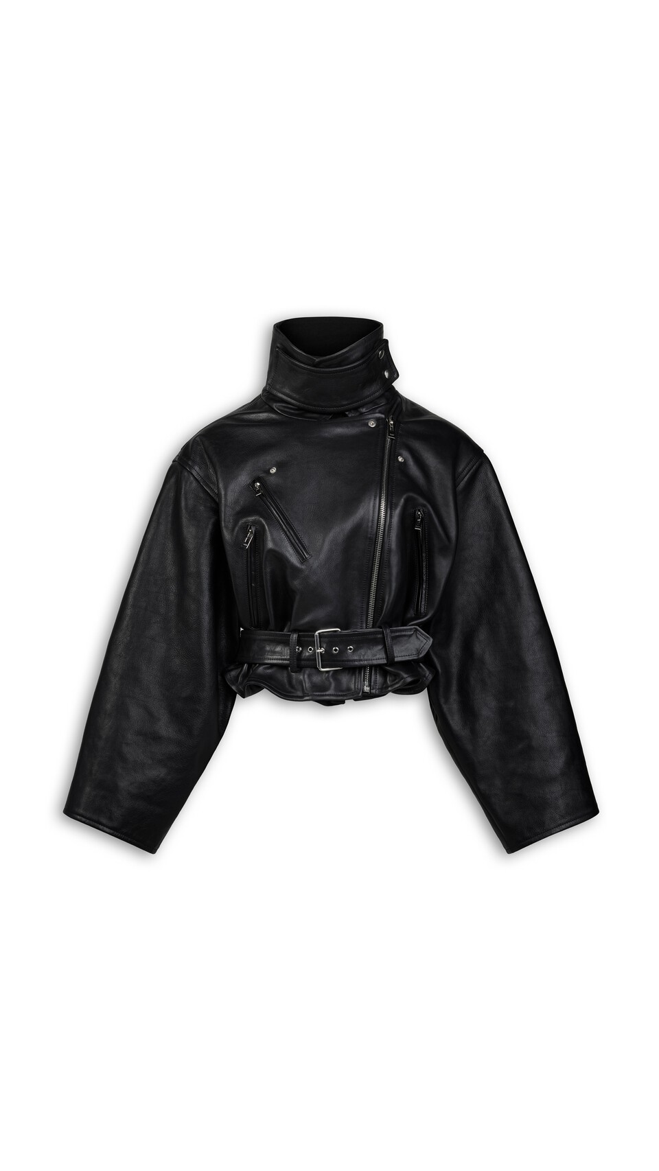 ALA&Iuml;A LAYERED LEATHER  BIKER JACKET BLACK