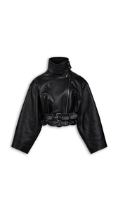 BLACK - ALA&Iuml;A LAYERED LEATHER  BIKER JACKET