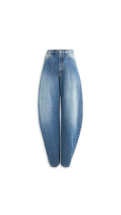 ALA&Iuml;A BARREL-LEG JEANS IN FADED DENIM VINTAGE BLUE